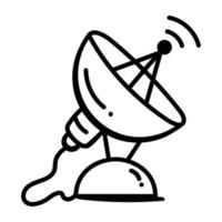 Space communication, hand drawn icon of dish antenna vector