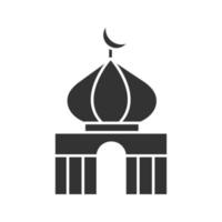 Mosque glyph icon. Islamic culture. Muslim worship place. Silhouette symbol. Negative space. Vector isolated illustration