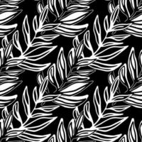 Monochrome jungle geometric seamless pattern. Tropical pattern, palm leaves seamless. Floral background. Exotic plant backdrop. vector