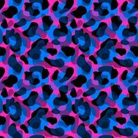 Blue leopard skin seamless pattern. Creative cheetah fur wallpaper. Contemporary wild african cats repeat illustration. vector