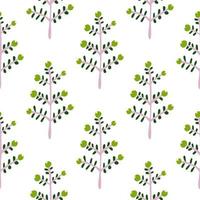 Hand drawn a sprig with berries seamless pattern. Branch with leaves and berry wallpaper. vector