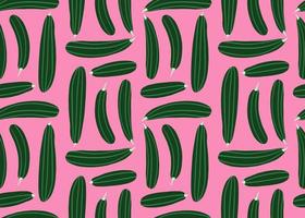 Seamless pattern with zucchini on pink background. Green courgette wallpaper. Creative vegetables endless wallpaper. vector