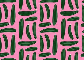 Seamless pattern with zucchini on pink background. Green courgette wallpaper. Creative vegetables endless wallpaper. vector