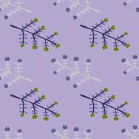Hand drawn a sprig with berries seamless pattern. Branch with leaves and berry wallpaper.