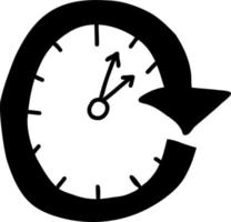 Movement arrow clock. Vector illustration.Linear doodle element for design and decor.