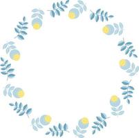 Round frame with flowers. Vector illustration. Round frame for decor, design, print, napkins
