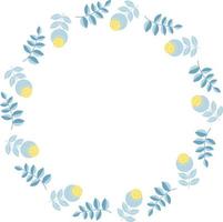 Round frame with flowers. Vector illustration. Round frame for decor, design, print, napkins