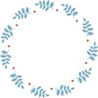Round frame with branch of leaves. Vector illustration. Round frame for decor, design, print, napkins