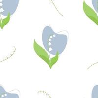 Seamless pattern with lilies of the valley vector