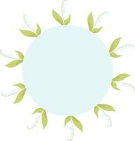 spring card Round frame with May lilies of the valley with leaves. Vector illustration. Spring card, decoration, napkin for design, postcards, decor and decoration, print
