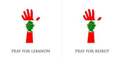 pray for lebanon and pray for beirut vector illustration. lebanon flag from massive explosion. design for humanity, peace, donations, charity and anti-war