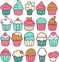 Cup Cake Doodle Illustration vector