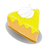 Sweet dessert vector for lemon slice cake with whipped cream on top