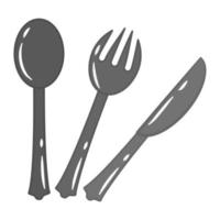 Colorless cookware set spoon fork and table knife vector