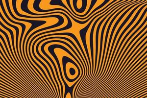 Black and orange liquid lines background. Stylish smooth dynamic striped surface. Abstract fluid swirl pattern texture vector