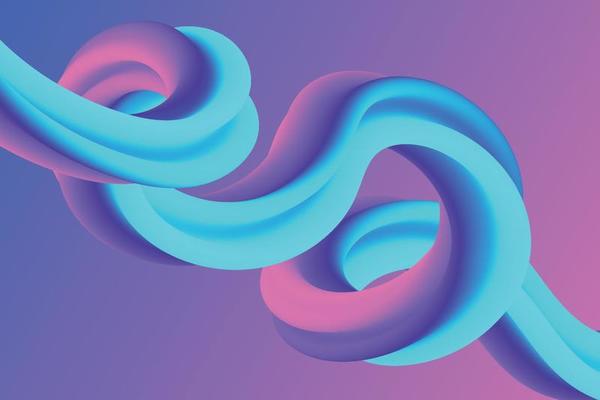 Abstract neon fluid gradient composition. Iridescent liquid shape illustration. Violet and blue curves shape the background