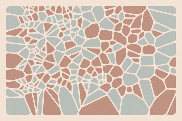 Clean and modern broken shapes geometric frame illustration. Abstract retro brown Voronoi diagram background design