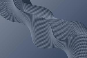 Flow of grey volume dotted waves in motion. Particles decorative 3d vector background