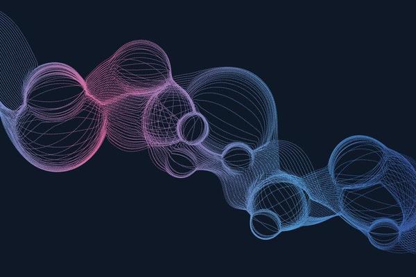 Navy blue liquid gradient digital background. Bubble volume decorative background