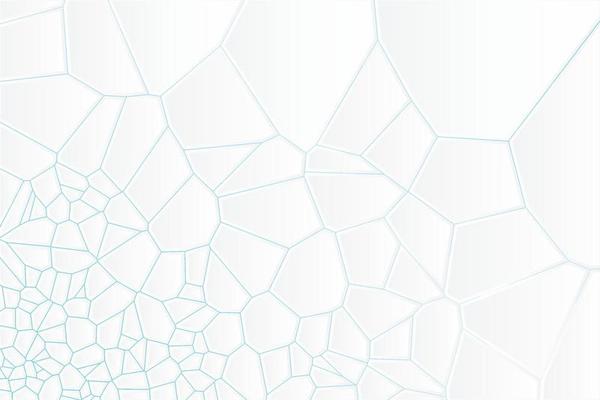 Abstract extruded white Voronoi diagram blocks vector background. Minimal light clean corporate wall. Geometric surface illustration with gradient backlight