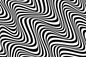 Optical illusion art. Abstract wavy stripe flow background. Black and white lines pattern design vector