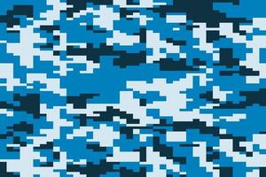 Pixelated military marine camouflage seamless pattern texture. Abstract digital pixel bit blue tileable background illustration