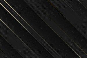 Black linear decorative background. Gold diagonal lines texture. Luxury layered wallpaper for card, web, app vector