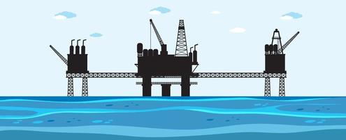 Oil platform or oil rig silhouette vector