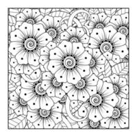 flores en blanco y negro. arte del doodle para colorear libro vector