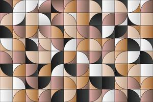 Brown gradient geometric seamless pattern. Abstract random half-circle mosaic with gold effect vector