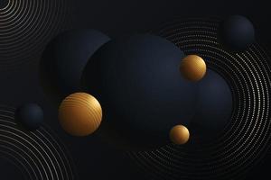 Decorative wallpaper disco black and gold balls. Stylish disco vibes creative background texture vector