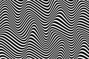 Black and white wave background. Stylish dynamic striped surface. Abstract smooth swirl pattern texture vector