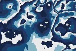 Blue military camouflage pattern. Abstract liquid camo texture. Trendy army clothing background
