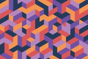 Modern abstract geometric composition design vector illustration in retro isometric flat style