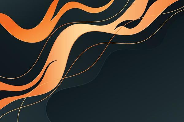 Gold line wave creative design in motion on black background