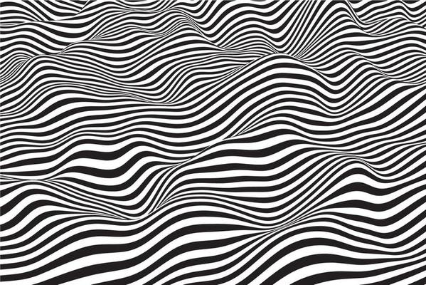 Elegant black and white wavy stripes background. Trendy abstract ripple wave vector texture. Smooth flowing lines pattern design