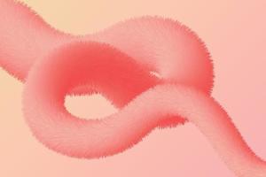 Soft hairy gradient shape vector background. Abstract liquid illustration. Trendy fluffy curve 3d form composition