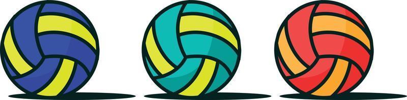 vector illustration of a set of volleyballs in various colors. sport icon