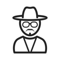 hipster, hombre, en, sombras, línea, icono vector