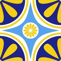 Flower seamless pattern. Azulejo. Bright Portuguese tiles with sun, sea and Mediterranean mood. vector