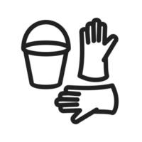 icono de línea de cubo y guantes vector