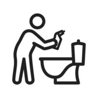 Man Cleaning Bathroom Line Icon vector