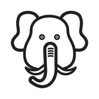 Elephant Face Line Icon vector
