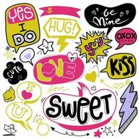 Doodle valentine's day elements collection vector