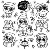 Hand drawn Christmas element collection ,Festive New Year  clipa vector