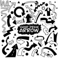 Set of vector arrows hand drawn. Sketch doodle style. Collection