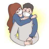 Couples wear masks to protect from the corona virus. Wuhan coronavirus illustration Illustration of Wuhan pneumonia vector