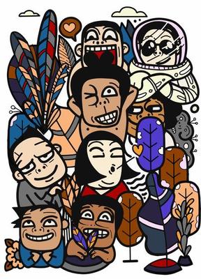 Funny Crowd. Abstract people with different interests.