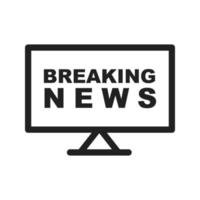 Breaking News on TV Line Icon vector