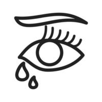 icono de línea de lágrimas en los ojos vector